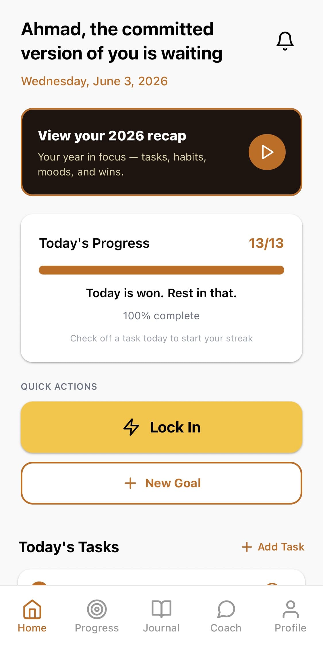 ILTIZAAM app home screen